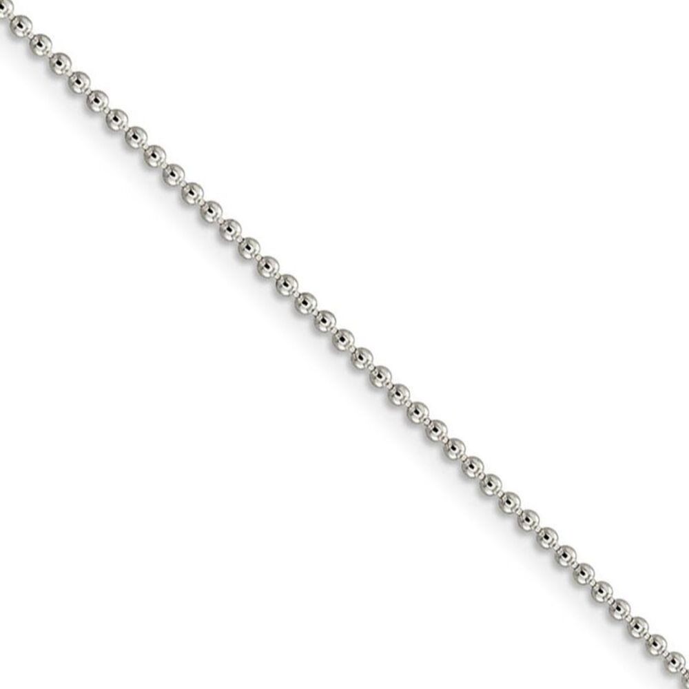1.5mm Sterling Silver, Solid Beaded Chain Necklace, 24 Inch